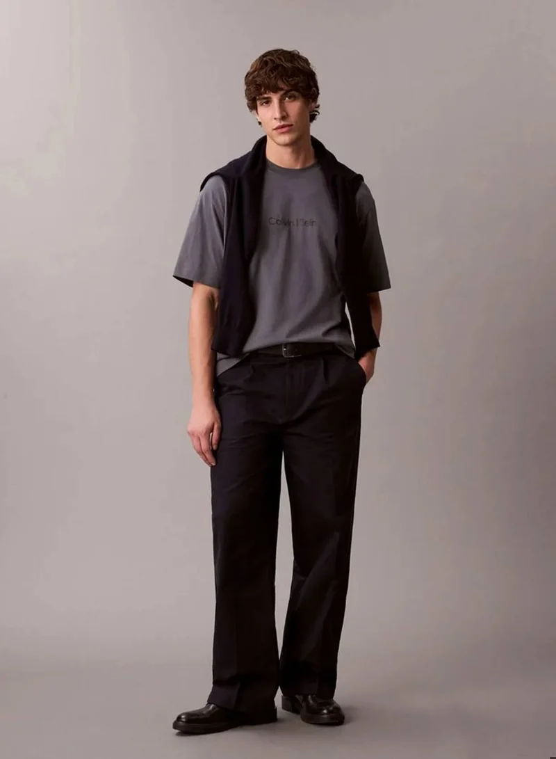 CALVIN KLEIN Anchor Navy Standard Logo Relaxed Tee for Men | Best Price UAE