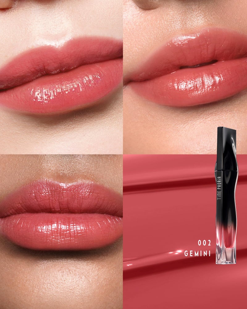 TIMEPHORIA Stellar Dust Lip Stain 002 Gemini, Transfer-Proof Smudgeproof Lip Gloss, Light Coral Pink Tinted Glossy Finish, High-Pigment Vibrant, Hydrating Lightweight Long-Lasting Lip Makeup for Women - Image 2