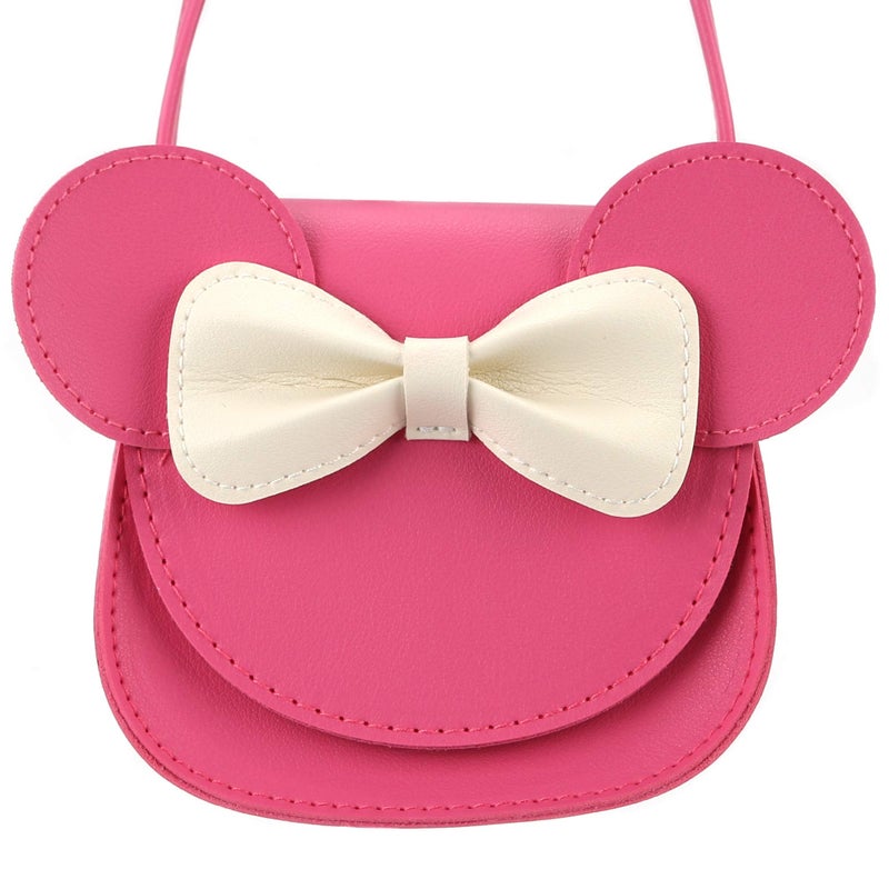Ondeam Little Mouse Ear Bow Crossbody Purse,PU Shoulder Handbag for Kids Girls Toddlers(Rose Pink) - Image 5