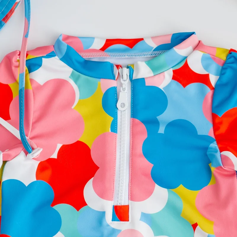 ماما يويو Front Zipper - Bottom Snap Swimsuit Floral