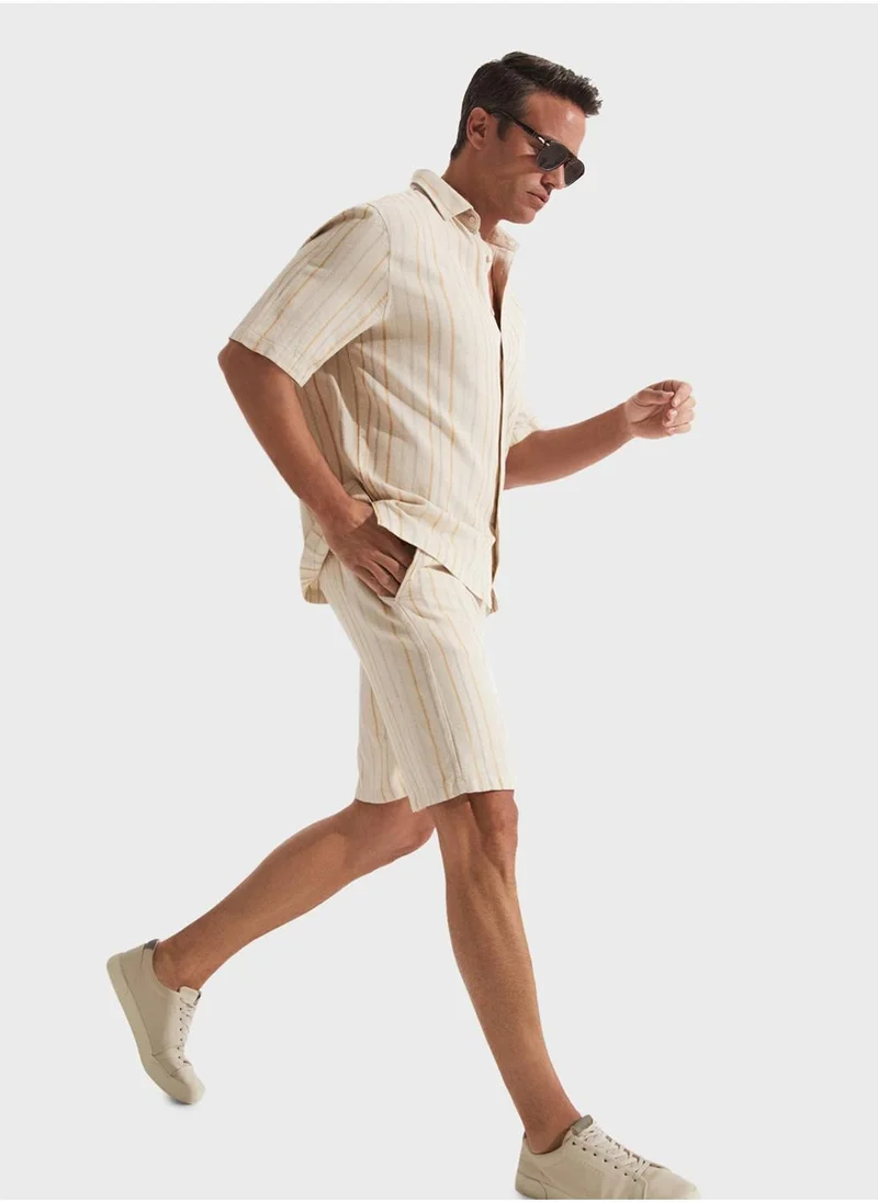 JUNE Striped Essential Shorts