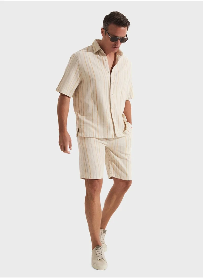 JUNE Striped Essential Shorts