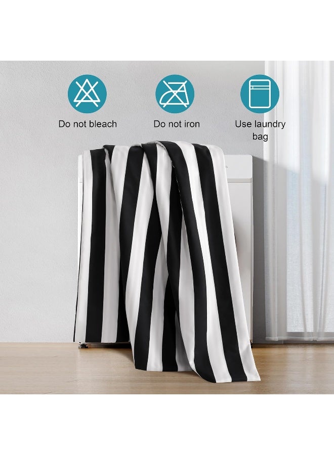NTBAY NTBAY 3 Pieces Duvet Cover Set Queen Size Reversible Zipper Comforter Cover with 4 Corner Ties and 2 Pillow Shams Soft Brushed Microfiber Comforter Cover Set with Black and White Striped Printed  - Image 4