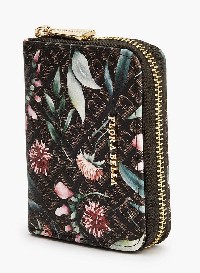 Flora Bella By Shoexpress BROWN Flora Bella Floral Monogram Print Zip-Around Wallet for Women | Best Price UAE