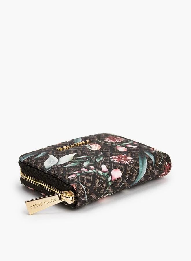 Flora Bella By Shoexpress BROWN Flora Bella Floral Monogram Print Zip-Around Wallet for Women | Best Price UAE