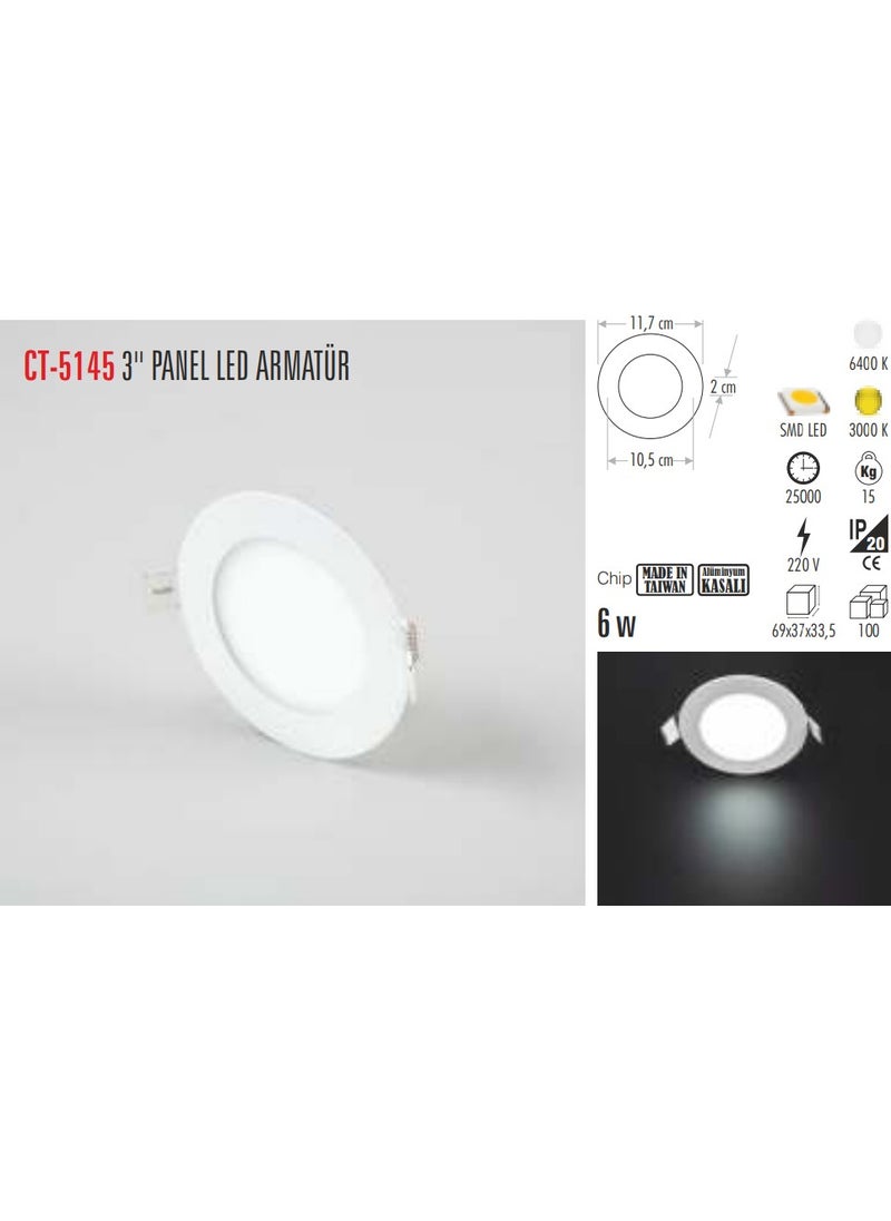 CATA Ct-5145 6 Watt 3 Inch Slim Led Panel Luminaire 100% Aluminum  - Image 3