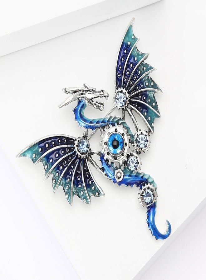 WAKYME Vintage Punk Mechanical Flying Dragon Brooch for Women Enamel Flying Dragon Brooch Domineering Flying Dragon Brooch Personality for Men and Women Clothing Hat Bag Accessories (Blue) - Image 5