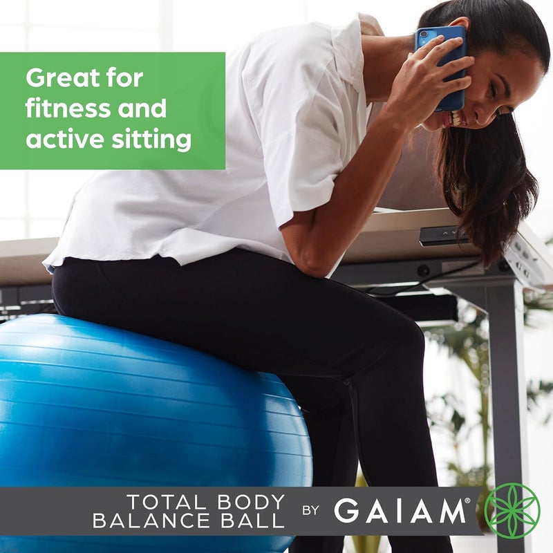 Gaiam Total Body Balance Ball Kit - 65cm Anti-Burst Stability Exercise Yoga Ball with Air Pump and Workout Video - Image 5