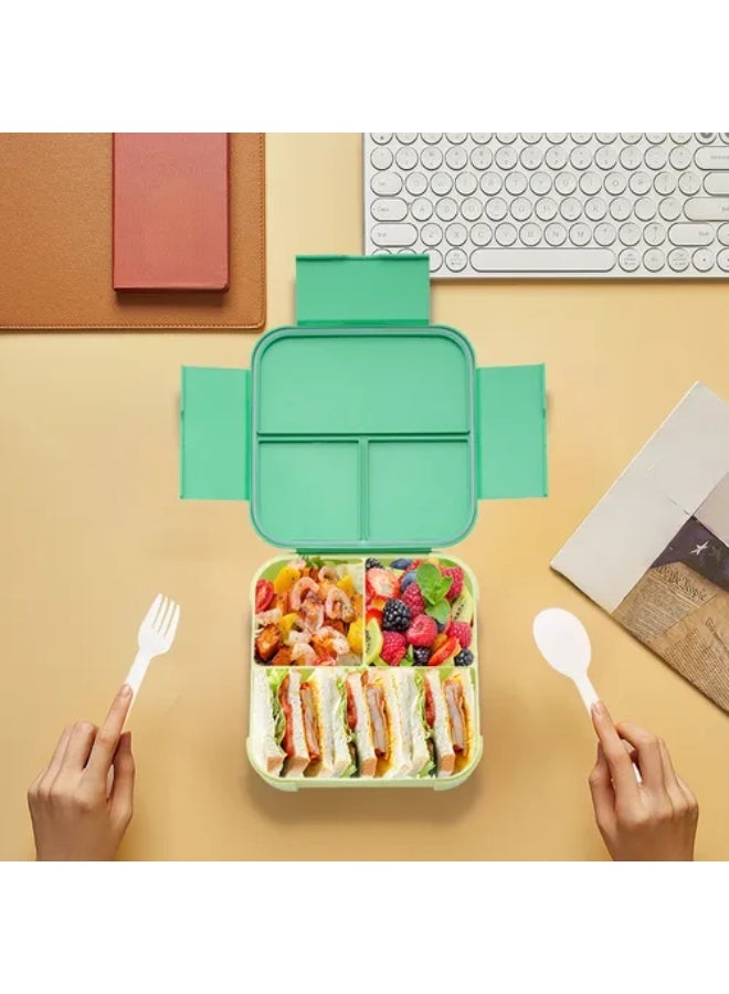 Plastic Bento Lunch Box for Kids 3 Compartments 1200ml with Spoon and Fork School Lunch Box Set Leakproof and BPA Free - Image 5