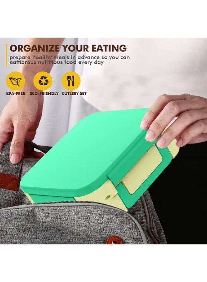 Plastic Bento Lunch Box for Kids 3 Compartments 1200ml with Spoon and Fork School Lunch Box Set Leakproof and BPA Free - Image 3