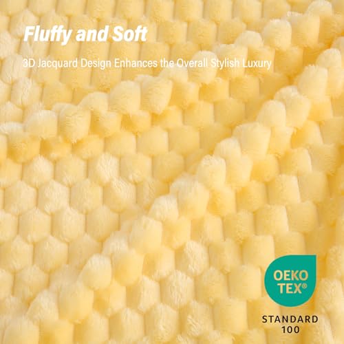 Bnuitland Light Yellow Flannel Throw Blanket (50X70 inches), 300 GSM Fleece Cozy Warm Soft Home Decor Lightweight Bed Sofa Blanket for Adults, Suitable for All Seasons. - Image 5