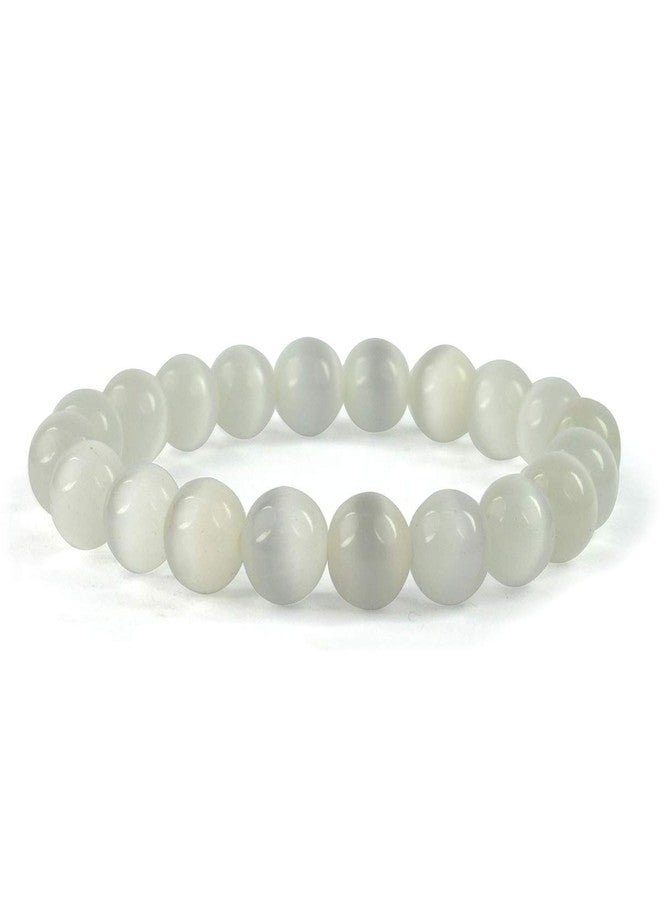 Crystu Natural Selenite Bracelet Crystal Stone 10Mm Round Bead Bracelet For Reiki Healing And Crystal Healing Stone For Unisex Adult (Color : White) - Image 1