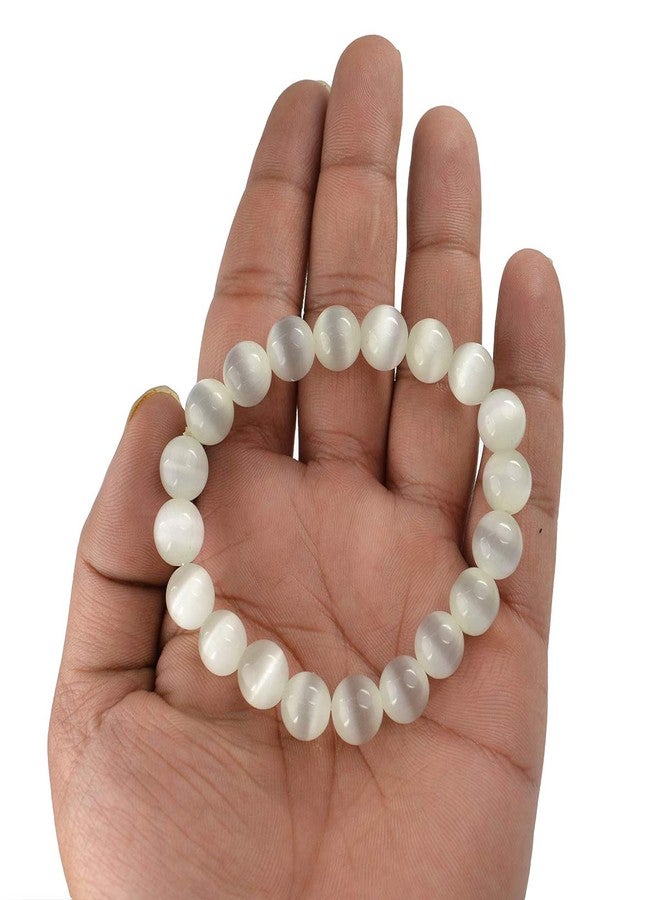 Crystu Natural Selenite Bracelet Crystal Stone 10Mm Round Bead Bracelet For Reiki Healing And Crystal Healing Stone For Unisex Adult (Color : White) - Image 4