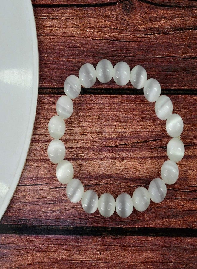 Crystu Natural Selenite Bracelet Crystal Stone 10Mm Round Bead Bracelet For Reiki Healing And Crystal Healing Stone For Unisex Adult (Color : White) - Image 3