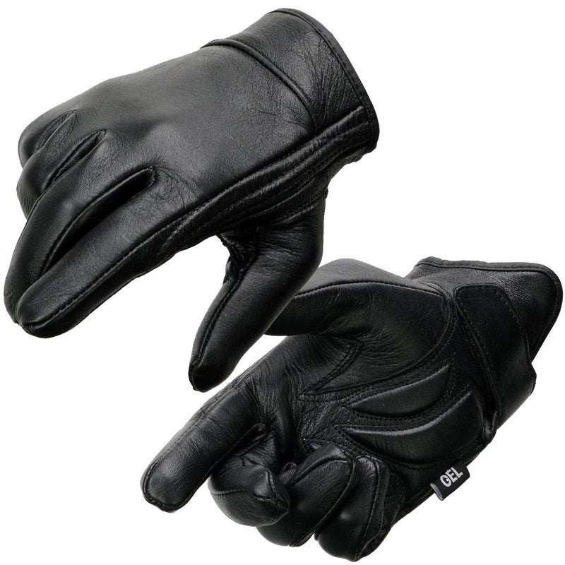 Milwaukee Leather MG7510 Men's Black Leather Gel Padded Palm Short Wrist Motorcycle Hand Gloves W/ ‘Full Panel Cover’ - Small - Image 3