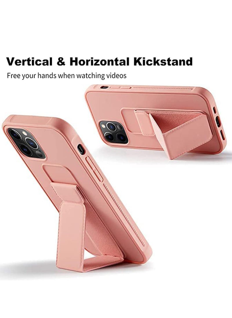 Waldic - Premium Silicone Magnetic Hand Grip Case with Stand Cover for Apple iPhone 14 Pro Max - Pink - Image 1