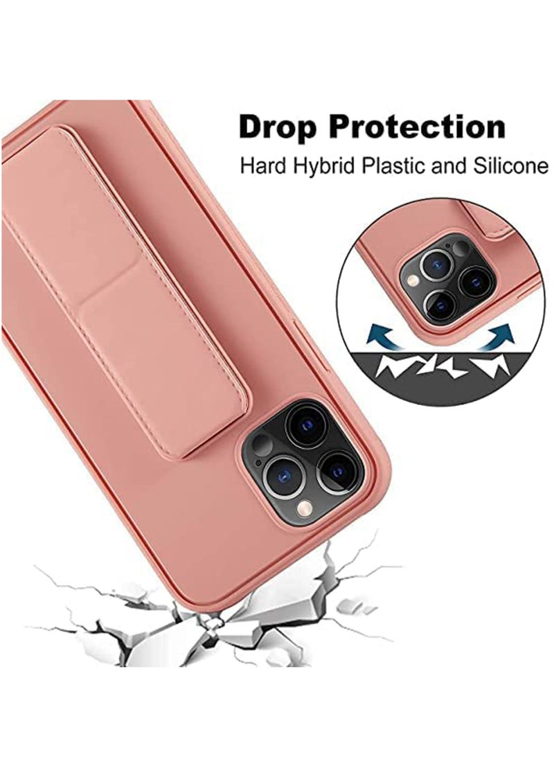 Waldic - Premium Silicone Magnetic Hand Grip Case with Stand Cover for Apple iPhone 14 Pro Max - Pink - Image 1