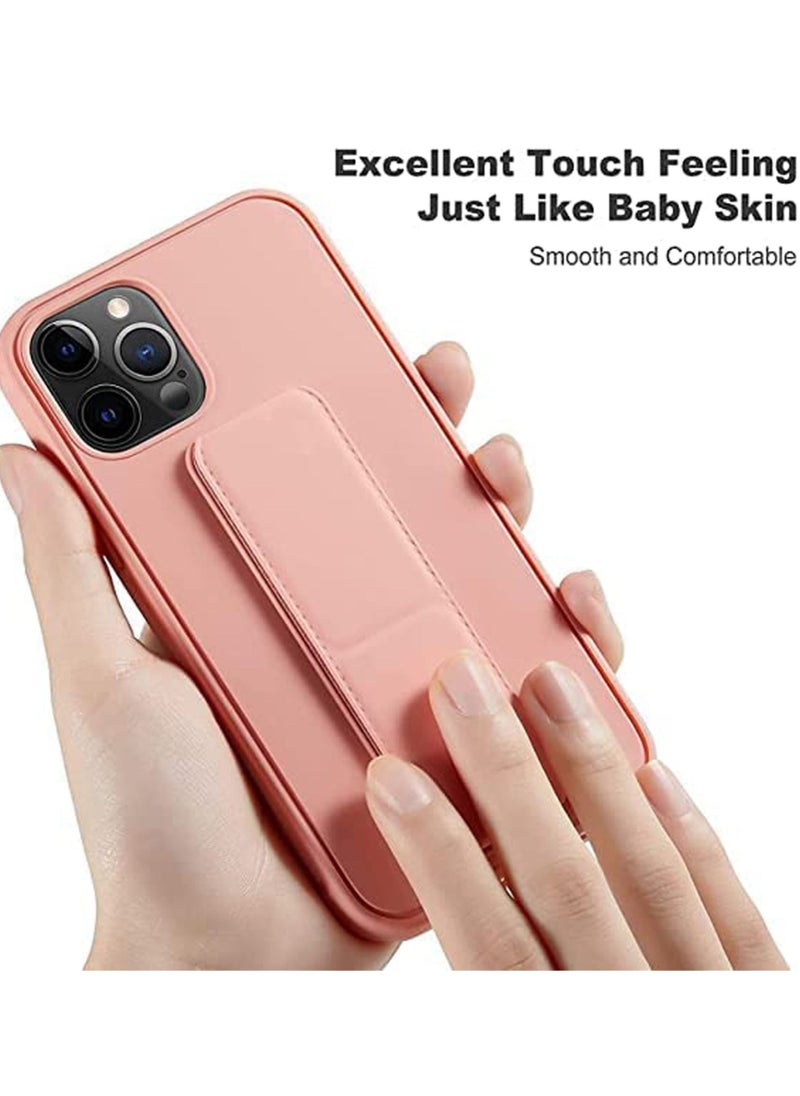 Waldic - Premium Silicone Magnetic Hand Grip Case with Stand Cover for Apple iPhone 14 Pro Max - Pink - Image 1