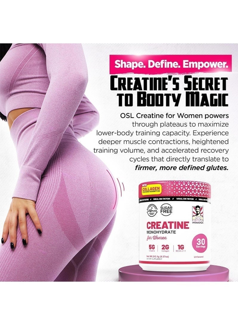 Sugarfree Creatine for Women Post-Workout Supplement - 5000mg Creatine, 2000mg Hydrolyzed Bovine Collagen & BCAA 2:1:1 for Lean Muscle Growth, Fast Recovery & Stamina - 30 Servings - Image 2
