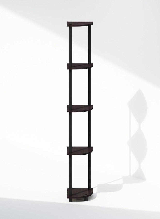 Furinno رف عرض زاوي قائم من 5 طبقات من فوريينو، لون الجوز الداكن - Image 4