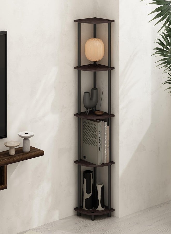 Furinno رف عرض زاوي قائم من 5 طبقات من فوريينو، لون الجوز الداكن - Image 1