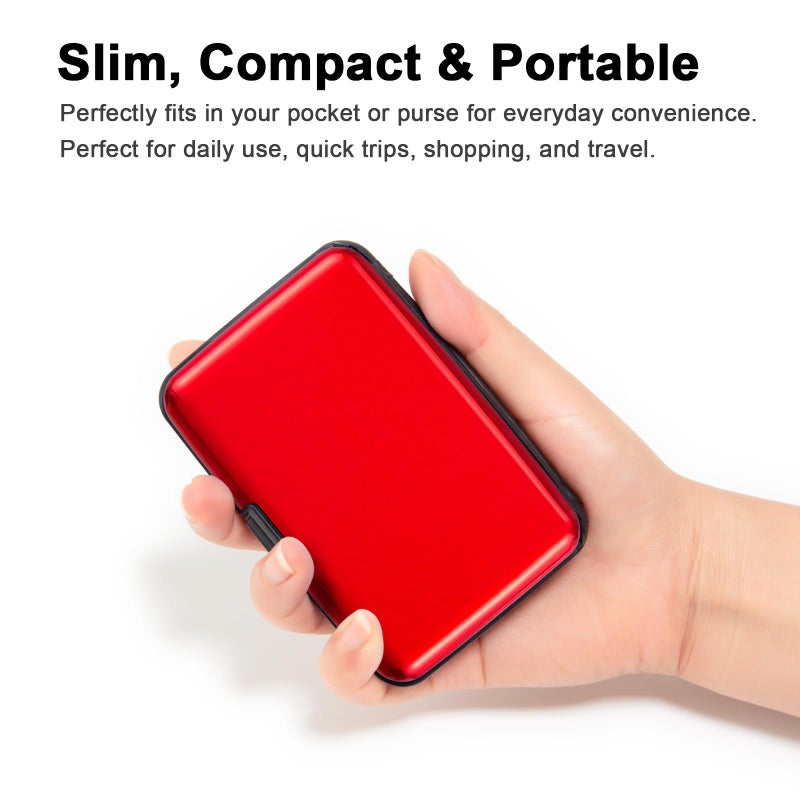 Kaabao Credit Card Holder Small RFID Blocking Wallet Business Metal Slim Mini Aluminum Hard Case for Women Men Gift (Solid Red) - Image 5