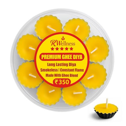R Wellness ® Ghee Diya for Pooja Metal Flower Design Ghee Batti for Puja, Festivals, Havans & Religious Rituals | Readymade Ghee Diya Batti | Easy to Use & Long Lasting (Set of 36) - Image 1