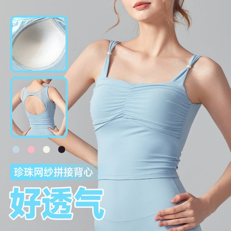 Pure Desire Mesh Stitching Yoga Vest Spice Girls Sports Underwear Outer Wear Tight Strap Base Top Women - Image 2