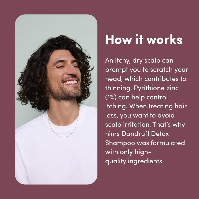 HIMS & HERS hims Dandruff Detox Anti Dandruff Shampoo, 2 Pack - Anti Dandruff Shampoo for Dry, Itchy Scalp with Pyrithione Zinc 1% and Argan Oil - Paraben Free, Sulfate Free - Evergreen Mint - 2 x 6.4 fl oz - Image 3