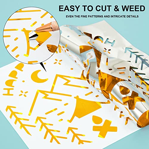 VINYL FROG Gold Chrome Vinyl - 12"x60" Glossy Mirror Adhesive Vinyl Roll Gold Permanent Metallic Craft Vinyl Works with Cameo and Other Cutters - Image 3