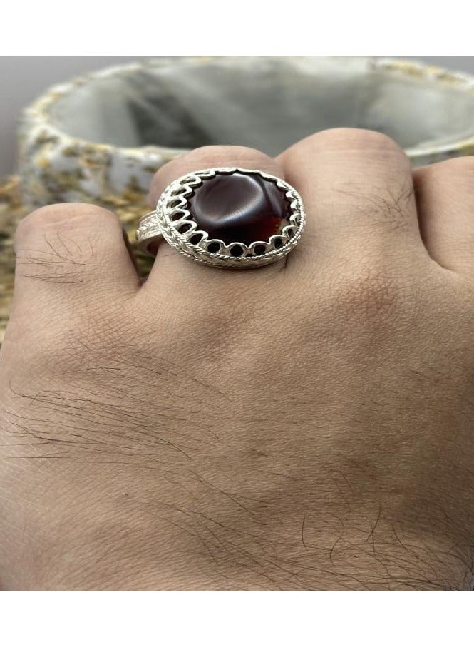 OtherMax Yemeni cherry agate ring, crafted in Najran - Image 1