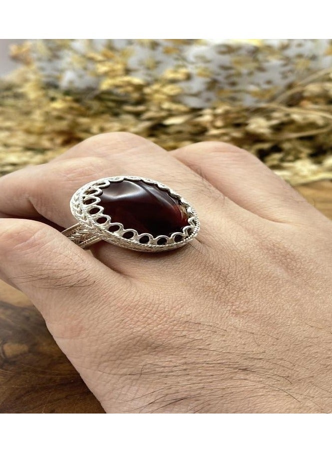OtherMax Yemeni cherry agate ring, crafted in Najran - Image 3