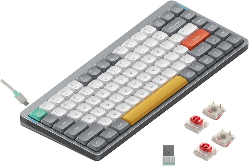 Nuphy Air75 V2 Portable 75% Mechanical Keyboard,Wireless Keyboard,Supports Bluetooth/2.4G/USB-C RGB Bluetooth Keyboards,Compatible with Windows/Mac OS/Linux Systems Gray-Gateron Red Switch - Image 1