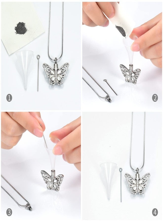 Minicremation Cremation Jewelry for Ashes Memorial Keepsake for Beloved's Ashes Urn Pendants Butterfly Cremation Necklace for Ashes (Silvery) - Image 5