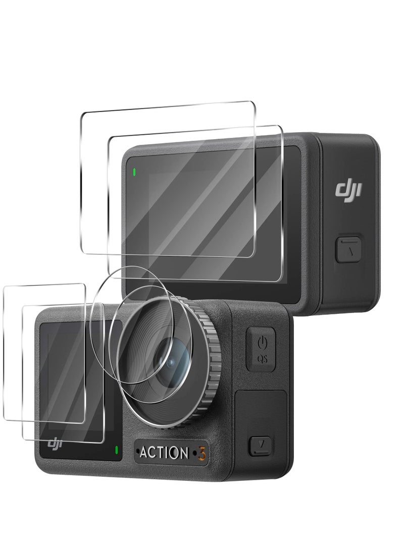 KASTWAVE - 2 Sets Compatible for DJI OSMO Action 3 Screen Protector Anti Scratch High-Definition Tempered Glass, Screen Protector, Ultra-Clear Tempered Glass Cover Anti-Bubble, Transparent [2+2+2Pack] - Image 1