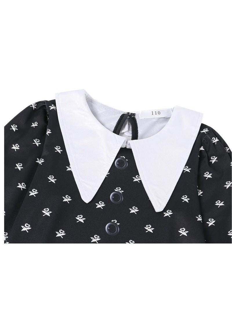 Excefore Cosplay Party Dress for Kids, Dress Matches Crossbody Bag, Black and white Polka Dot Dress, Suitable for Costume Parties and Stage Shows  - Image 3
