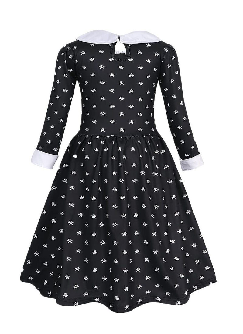 Excefore Cosplay Party Dress for Kids, Dress Matches Crossbody Bag, Black and white Polka Dot Dress, Suitable for Costume Parties and Stage Shows  - Image 2