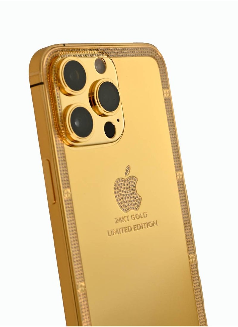 CAVIAR - Caviar Luxury 24k Gold Plated Customized iPhone 15 Pro Max 256 GB Gold Titanium Crystal Frame - Image 1