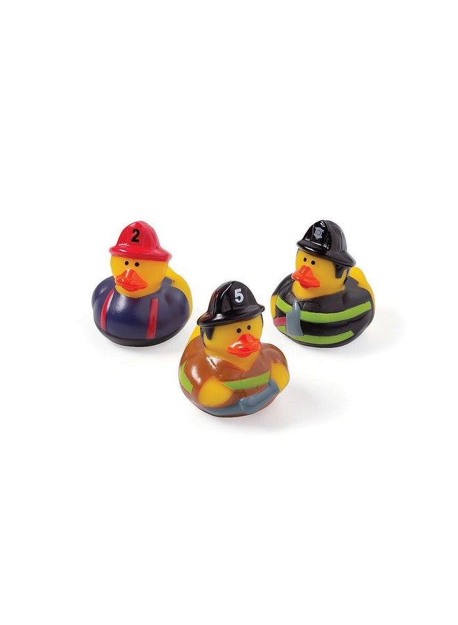 Fun Express Firefighter Rubber Duckies (Set of 12 Ducks) Fire Party Favors and Supplies - Image 2