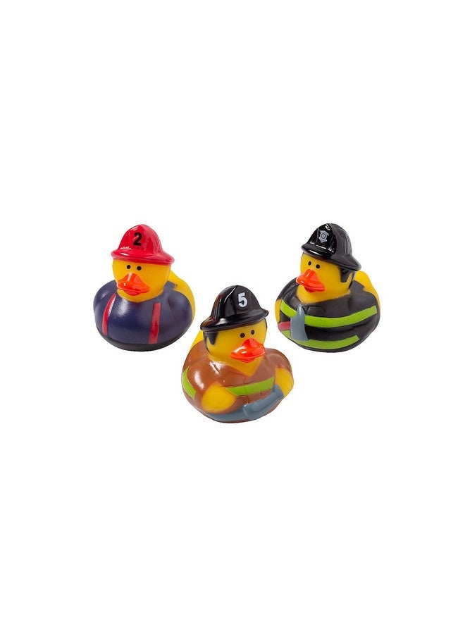 Fun Express Firefighter Rubber Duckies (Set of 12 Ducks) Fire Party Favors and Supplies - Image 1