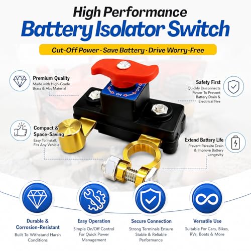 Flavizo Car Battery Cut Off Switch – 12V/24V Power Disconnect Device, Vehicle Safety, Stable Transmission High Conductivity for Car Truck Boat Rv Supplies - Image 4