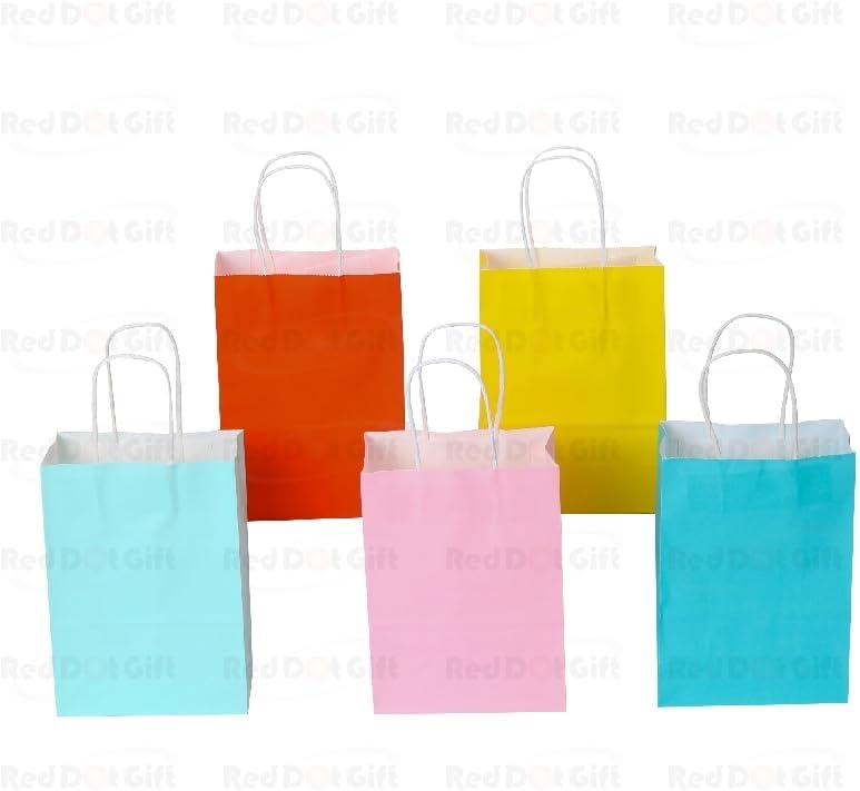 Red Dot Gift REDDOTGIFT® Pack of 24 Mixed Color Kraft Paper Gift Bags - Image 4
