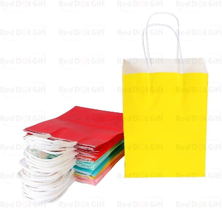 Red Dot Gift REDDOTGIFT® Pack of 24 Mixed Color Kraft Paper Gift Bags - Image 2