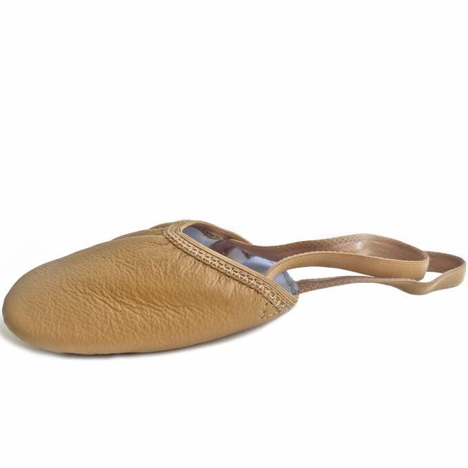 DANCE YOU DANCEYOU Pirouette Lyrical Leather Half Sole Ballet Jazz Contemporary Practice Turning Dance Shoes Girls Women Boy Men, Tan, M - Image 2