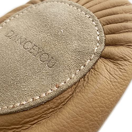 DANCE YOU DANCEYOU Pirouette Lyrical Leather Half Sole Ballet Jazz Contemporary Practice Turning Dance Shoes Girls Women Boy Men, Tan, M - Image 4