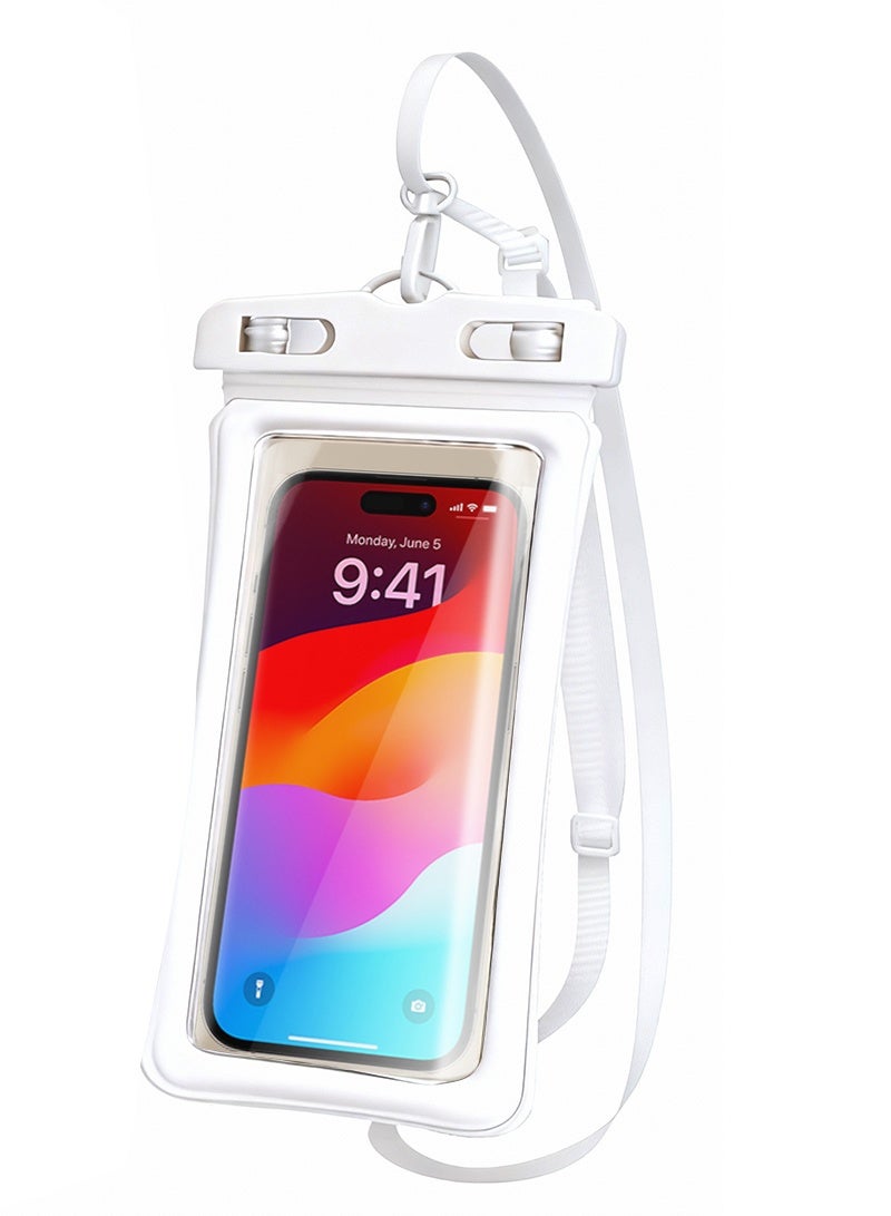 Neyecam IPX8 Waterproof Phone Case 30M Underwater Dry Pouch Fits Large Phones up to 7.2 inches Compatible with iPhone 12 to 17 Pro Max Samsung and Huawei（White) - Image 1