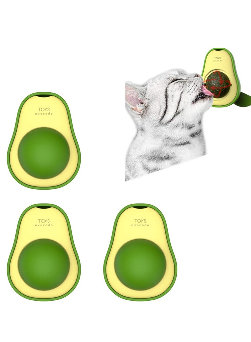 SOLARAE 3 Packs of Cat Mint and Avocado Shaped Cat Toys Edible Cat Licking and Chewing Teething Toys Cleaning Oral Cavity Rotator Indoor Cat Toys - Image 1