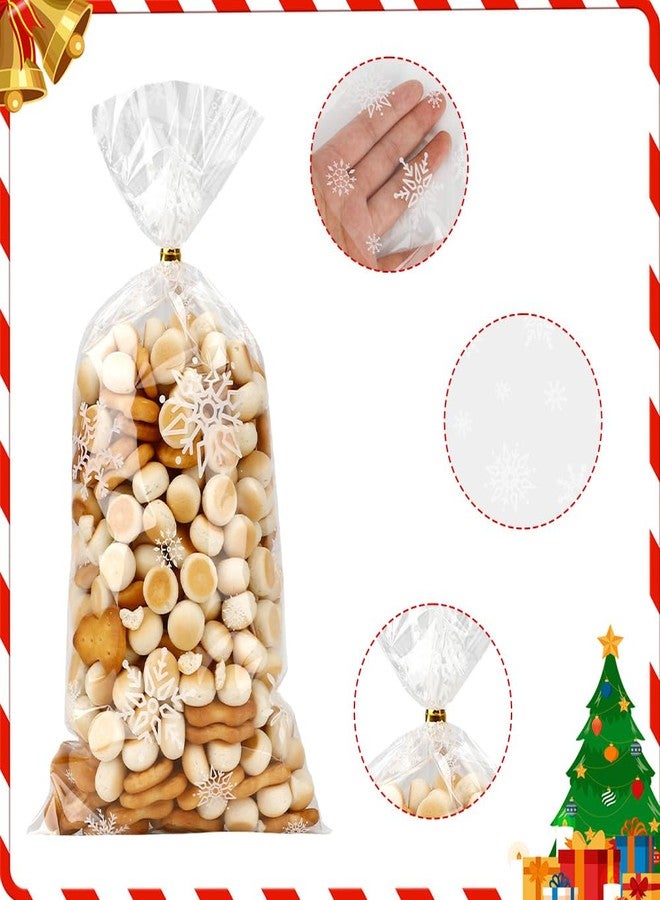 eowqeiur 100 PCS Christmas Cellophane Treat Bags(5x11 Inch with Ties Plastic Snowfake Goodie Candy Cookie Loot Gifts Bags Bulk Pouches for Winter Christmas Frozen Party Favors Supplies Decorations Holiday Birthday - Image 3