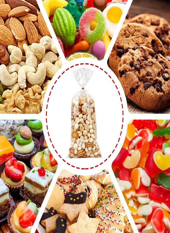 eowqeiur 100 PCS Christmas Cellophane Treat Bags(5x11 Inch with Ties Plastic Snowfake Goodie Candy Cookie Loot Gifts Bags Bulk Pouches for Winter Christmas Frozen Party Favors Supplies Decorations Holiday Birthday - Image 5