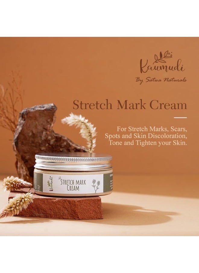 kaumudi - Stretch Mark Cream | For Women and Men | Handmade with Natural Ingredients | Reduce Stretch Marks | Reduces Scars, Spots and and Tighten your Skin | Hydrate & Moisturizes | All Skin Types | No Artificial Color | No Artificial Fragrance | Sulphate , Paraben & SLS free | 90 GM / 3.17 fl Oz - Image 1